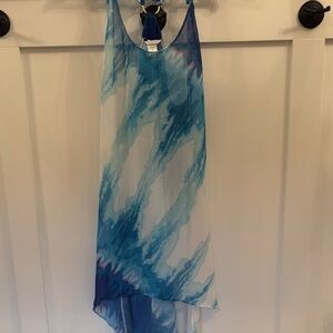 Trina Turk Indio Blue and White High Low Swim Coverup